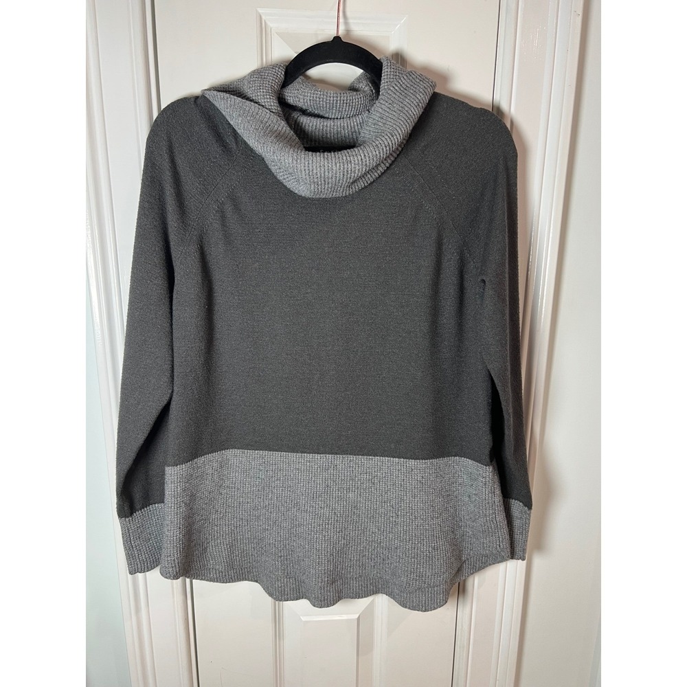Cyrus Womens Gray Colorblock Cowl Neck Knit Sweater Large C252103